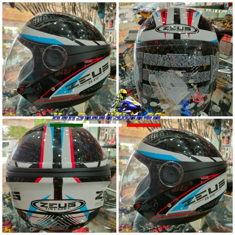 HELM ZEUS ZS610 ZS 610 ZS-610 Half face Double visor-Motif 8