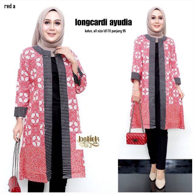 Long Cardi Ayudia Longcardi Outer Longvest Batik Cardigan Kantor Pesta Kondangan Cantik Modern