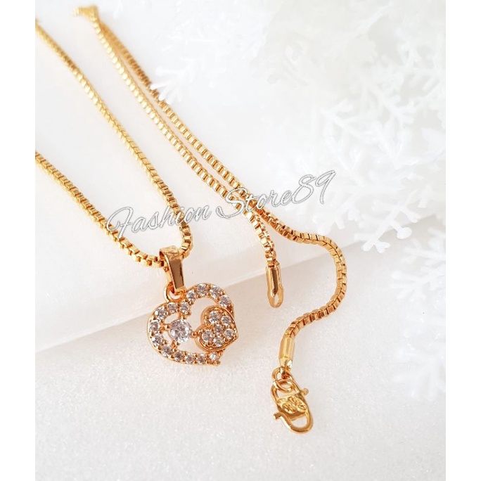 Kalung Liontin Love Kecil Unik Perhiasan xuping Yaxiya Lapis emas 18k impor Fashion