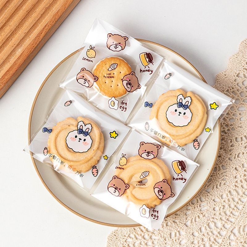 PLASTIK COOKIES 7x7 dan 7.5x7.5 OPP KAWAII CUTE KEMASAN LUCU IMUT STYLE KOREA.