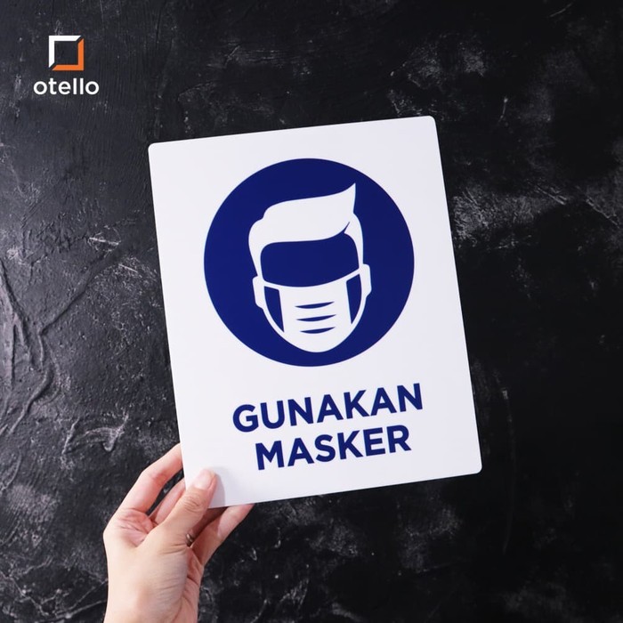 Gunakan Masker Sign Board Akrilik Wajib Pakai Masker Acrylic Modern Papan Nama Ruangan Print UV