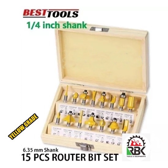 Mata profil Router bit set trimmer 1/4" wood milling cutter set 15pc