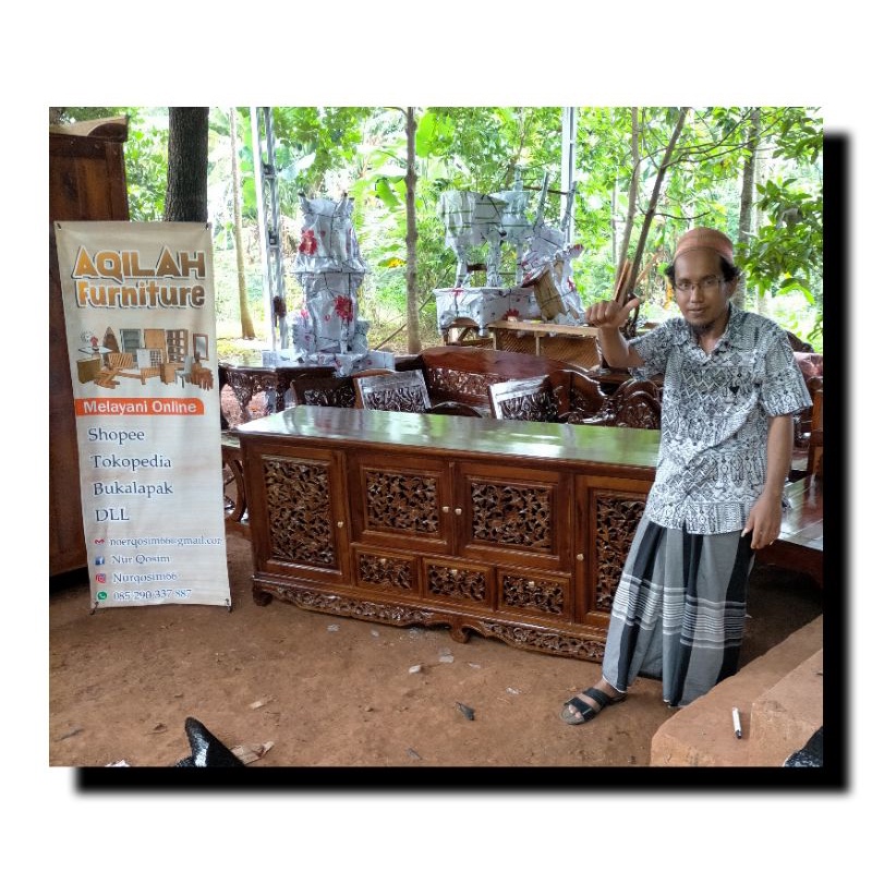 BIFET PALEMBANG MEJA TV JATI UKIR JEPARA