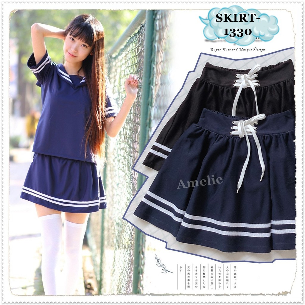 1330 Skort Rok Celana Mini Skirt Sailor Seifuku Seragam Jepang Wanita Import