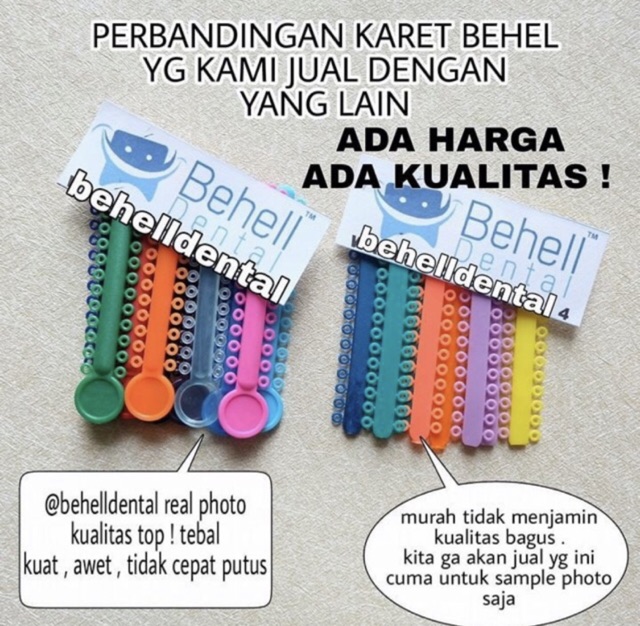 Karet Behel Motif Power O ring Bulat PREMIUM - Dental rubber band elastic Bracket Gigi Permanen TEBAL Motif Ring Bulat - Ortho Dental Braces Ligature tie Bracket