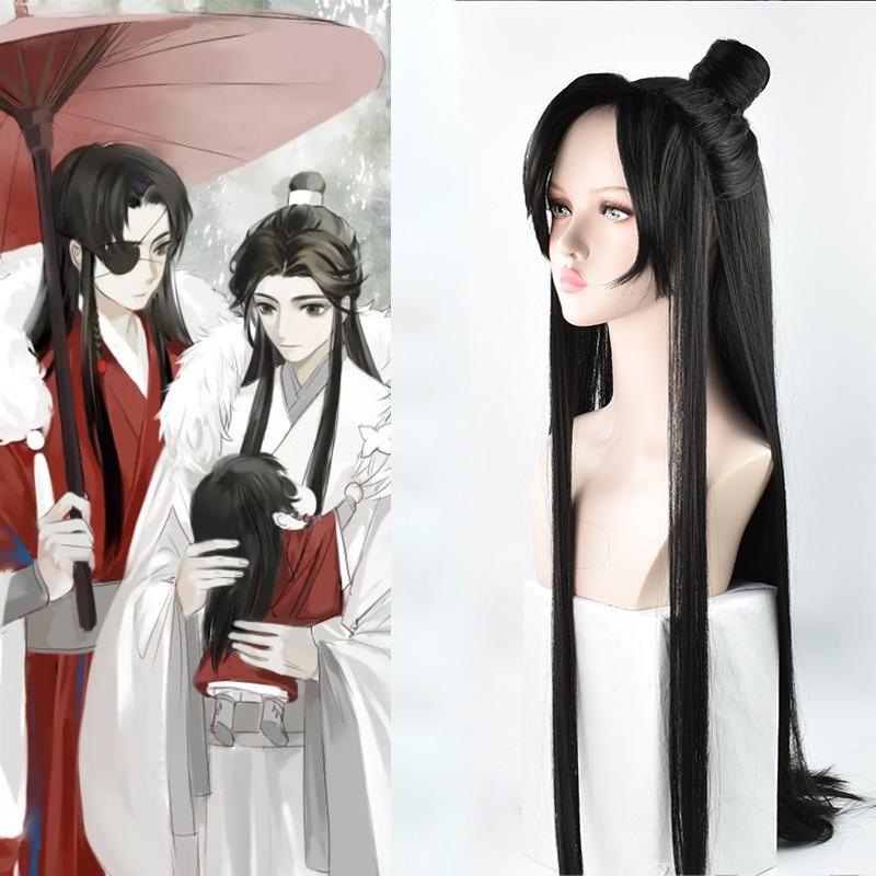 Sistem penyelamatan diri penjahat bajingan Shen Qingqiu cos wig gaya kuno kostum Hanfu rambut panjan