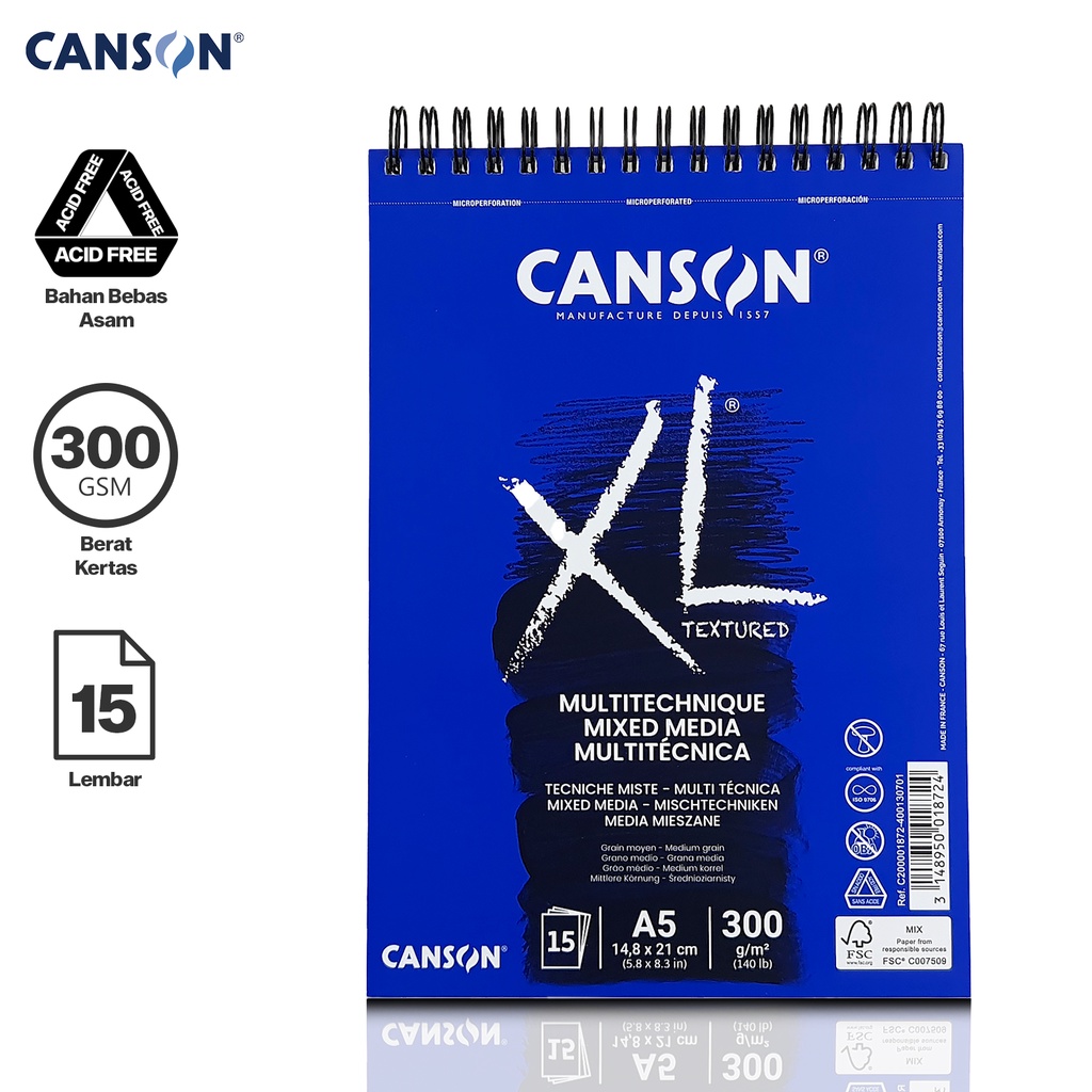 

CANSON XL Mix Media Kertas Lukis 15 Lembar Ukuran A5 Watercolor Pad Buku Gambar 200001872