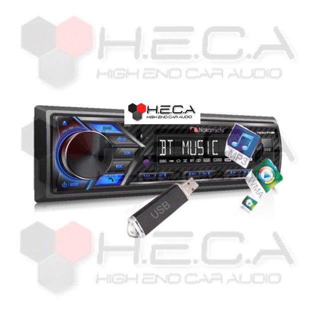 NAKAMICHI NQ‐711B DECKLESS HEAD UNIT SINGLE DIN USB AUX RADIO MP3 BLUETOOTH TAPE AUDIO MOBIL NQ711B-