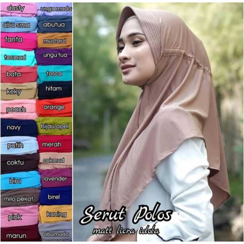Hijab Instan Bergo Plisket Gotik Gesper Original F1/ Hijab Jersey Plisket/ Jilbab Bergo Pad Plisket-Serut polos random