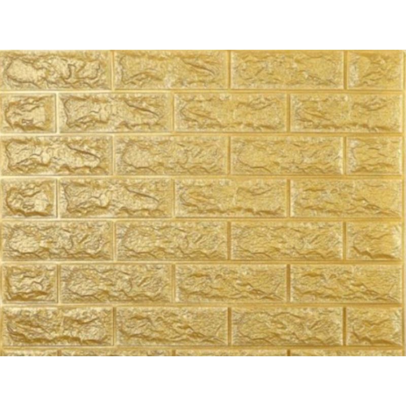 Wallpaper Bata 3D Foam 70x77cm BrickFoam Premium Warna-Gold