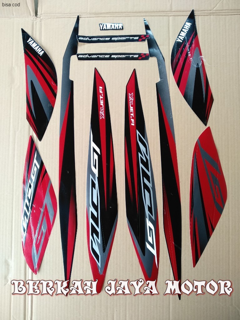 LIS BODY MIO GT STRIPING BODY MIO GT STRIPING STICKER MIO GT 2014 HITAM MERAH