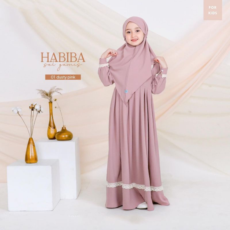 GAMIS SYARI KIDS PLUS HIJAB 9-12 TAHUN/HABIBA SYARI KIDS/GAMIS MUSLIM ANAK TERBARU/SYARI KIDS TERLARIS/HANUM SYARI KIDS MIX RENDA/FAR MOSLEMSTORE