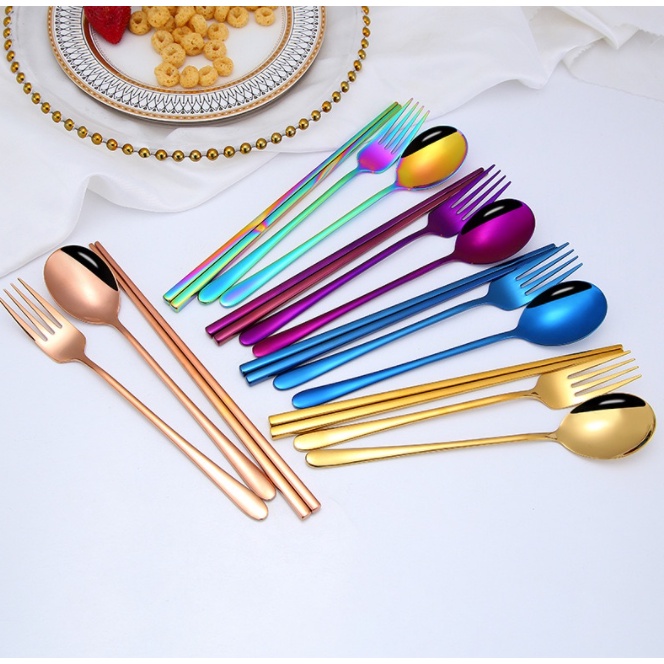 Sendok Garpu Korea Sumpit Stainless 304 / Sendok Sujeo Sendok Garpu Alat Makan Stainless Steel