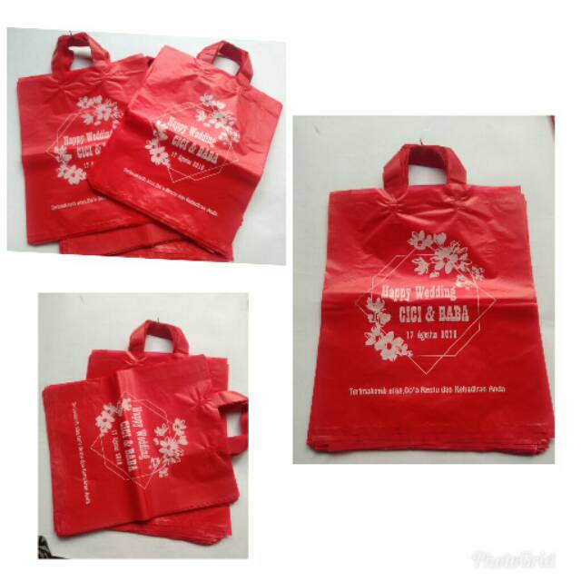 Sablon kantong plastik tali tas kresek tas mall tas olshop 30x40