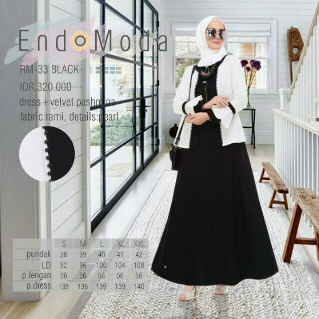 Gamis formal hitam putih endomoda