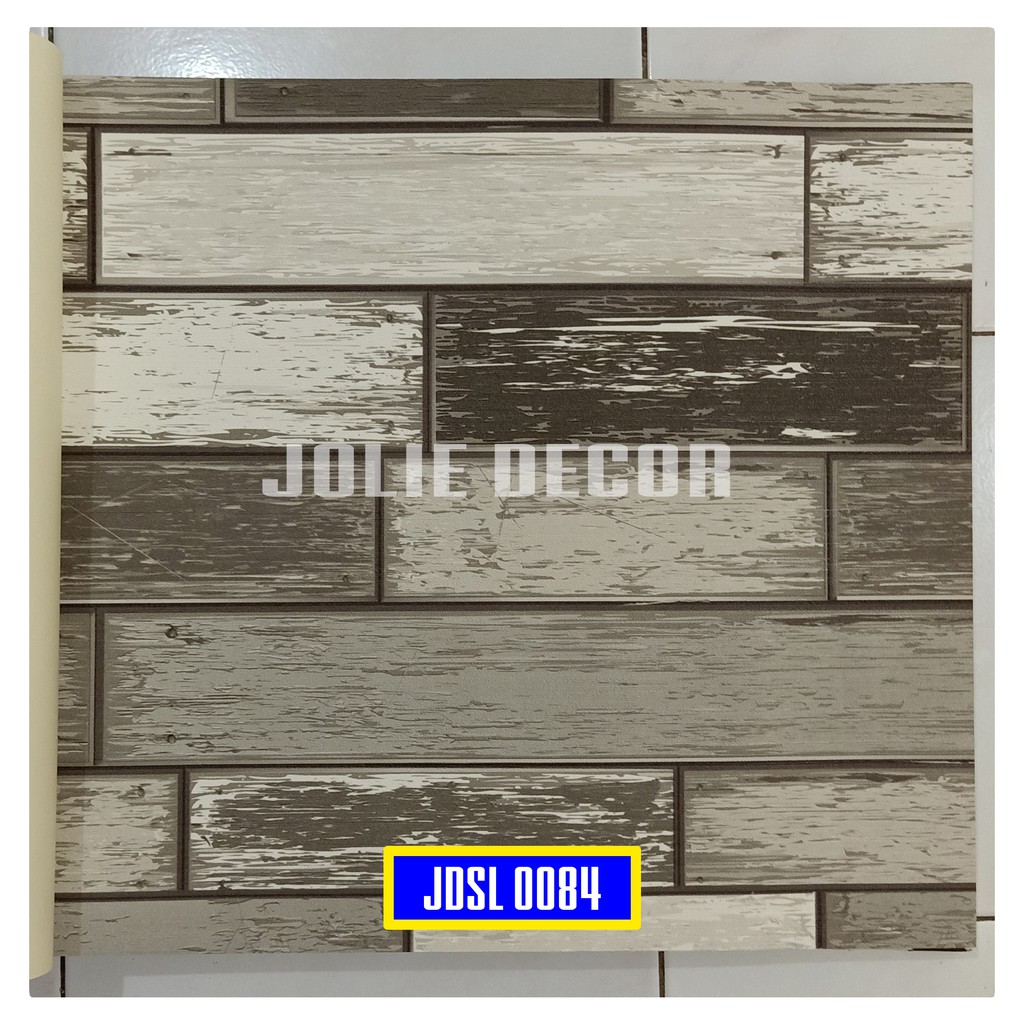 Wallpaper Dinding Vinyl Motif Kayu Palet Kasar Abu Abu Hitam