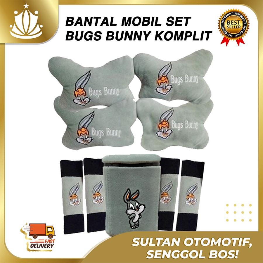 PAKET HEMAT BANTAL MOBIL BUGS BUNNY / AKSESORIS MOBIL BUGS BUNNY- PAKET A