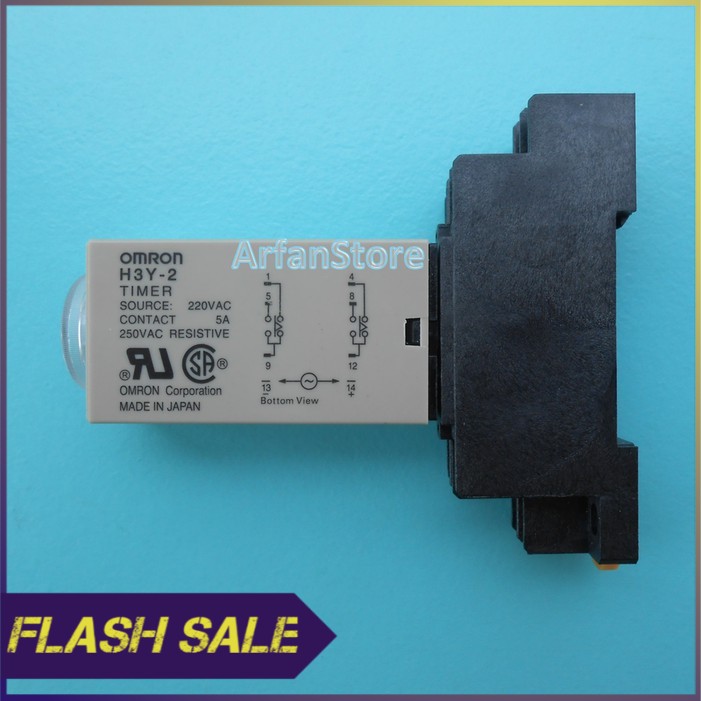 TDR 60 Menit Time Delay Relay Timer Penunda Waktu AC 220V H3Y 2 Omron