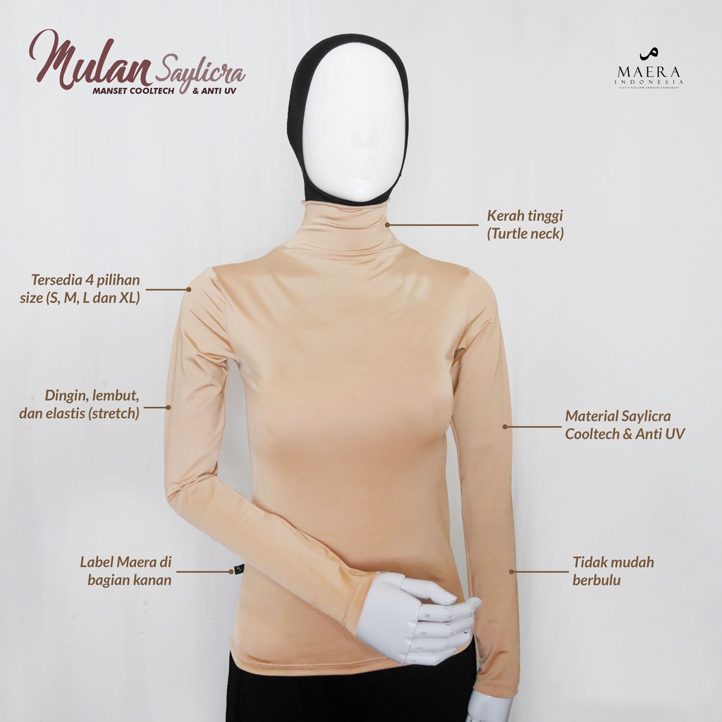 MANSET Baju/ Manset Badan/ Manset Daleman Wanita Turtle neck Anti UV by Maera Indonesia