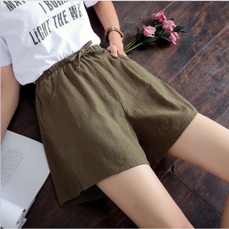 BEFAST - ZEC Celana Pendek KIQA / Solid Linen Pants / Celana Pendek Polos Wanita / Hotpants Wanita Casual / Hotpants Santai / Celana Pendek Terbaru