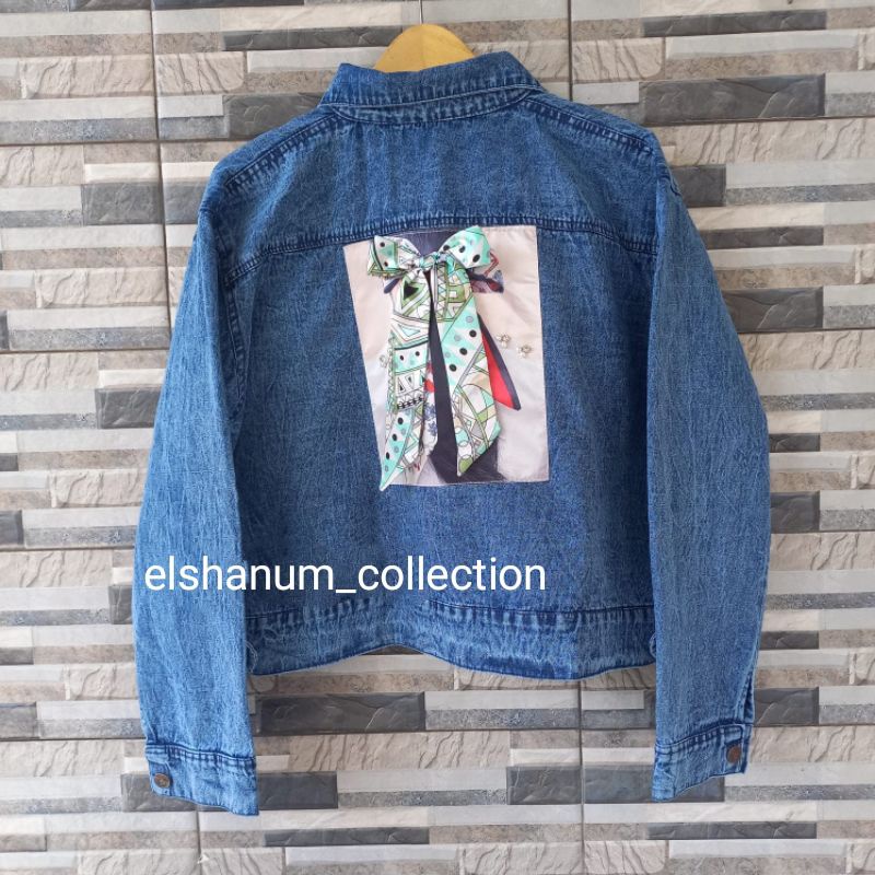 Jaket Crop Jeans Oversize Blue Acid Jeans Wanita Over Size Korean Style Jaket Jeans Wanita