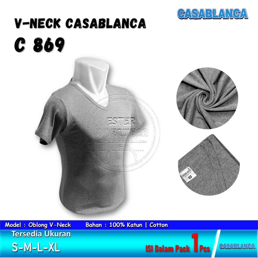 CASABLANCA Kaos Oblong Pria Dewasa V-Neck C 869 Isi-1