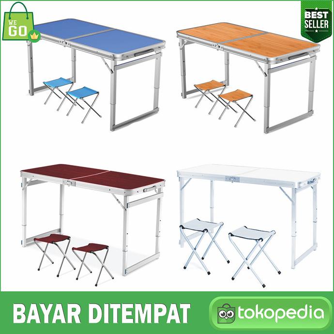 Promo Meja Lipat Portable Meja Koper Meja Kaki Kotak Set Meja + 2 Kursi silahkan order