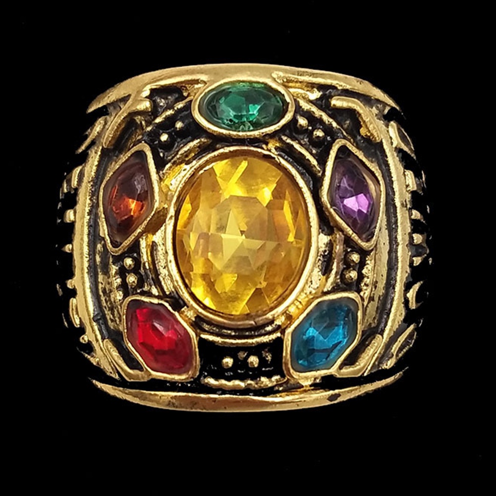 Hu Hu Hu Hu Hu Alat Bantu Pasang Kacamata♡ Cincin Motif Tulisan Power Mind Soul Infinity War Thanos Warna-Warni Untuk Pria