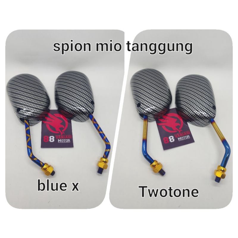 Spion Yamaha Mio Karbon Tanggung Gagang Twotone Dan Blue X - Spion Yamaha Mio Fino Aerox Nmax Lexi Vixion Vega Jupiter