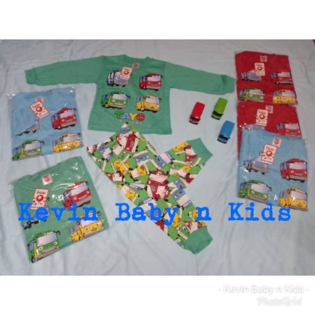 Setelan baju tidur anak cewek cowok Ikids Tayo, setelan piyama anak laki perempuan Tayo, baju tayo
