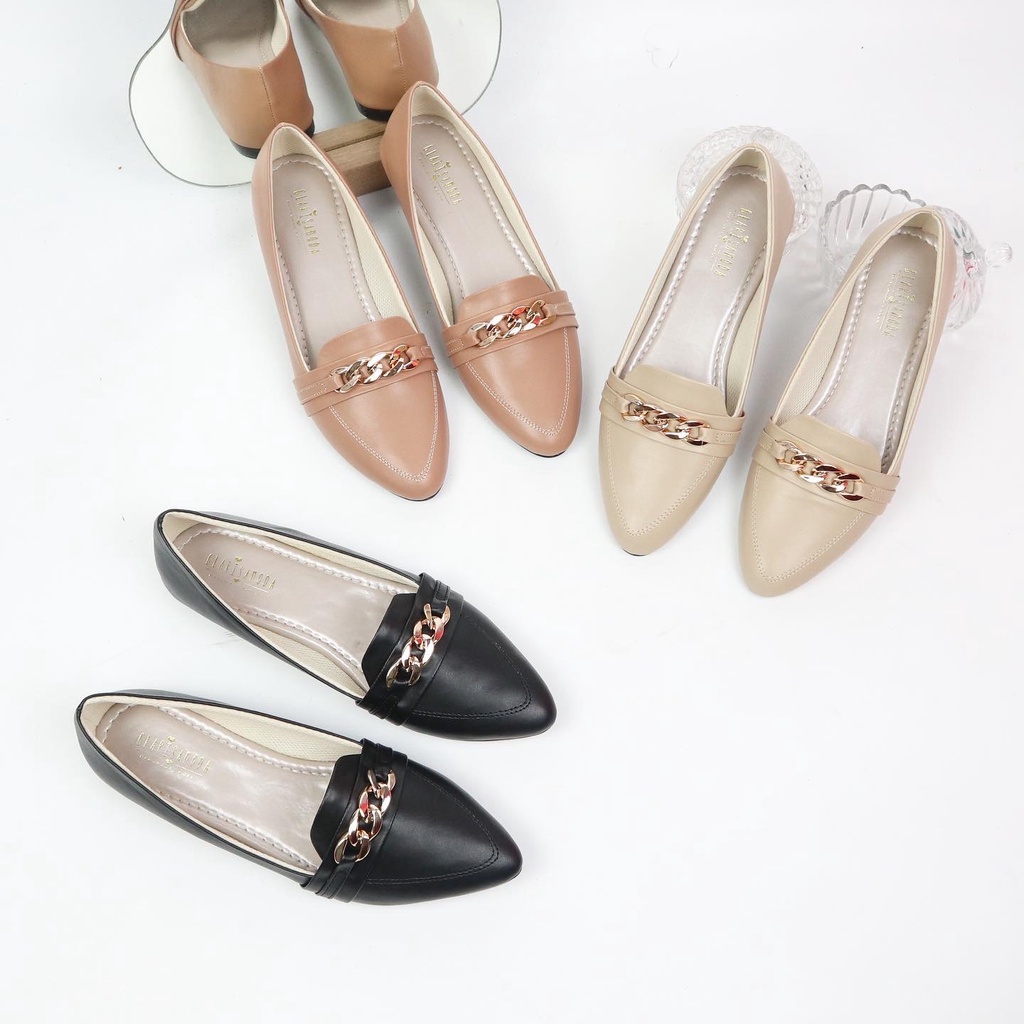 GLARISAMODA Marcy Flatshoes Rantai Gold normal to bigsize jumbo sepatu wanita