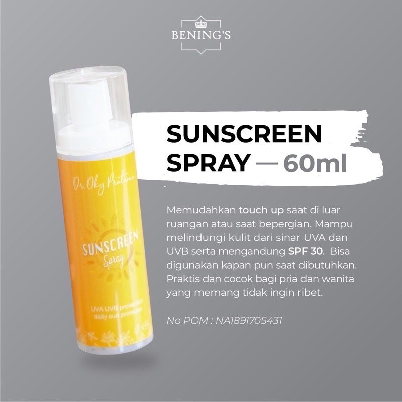 Sunsreen Spray by dr. Oky Pratama - Bening's Clinic - Bening Skincare