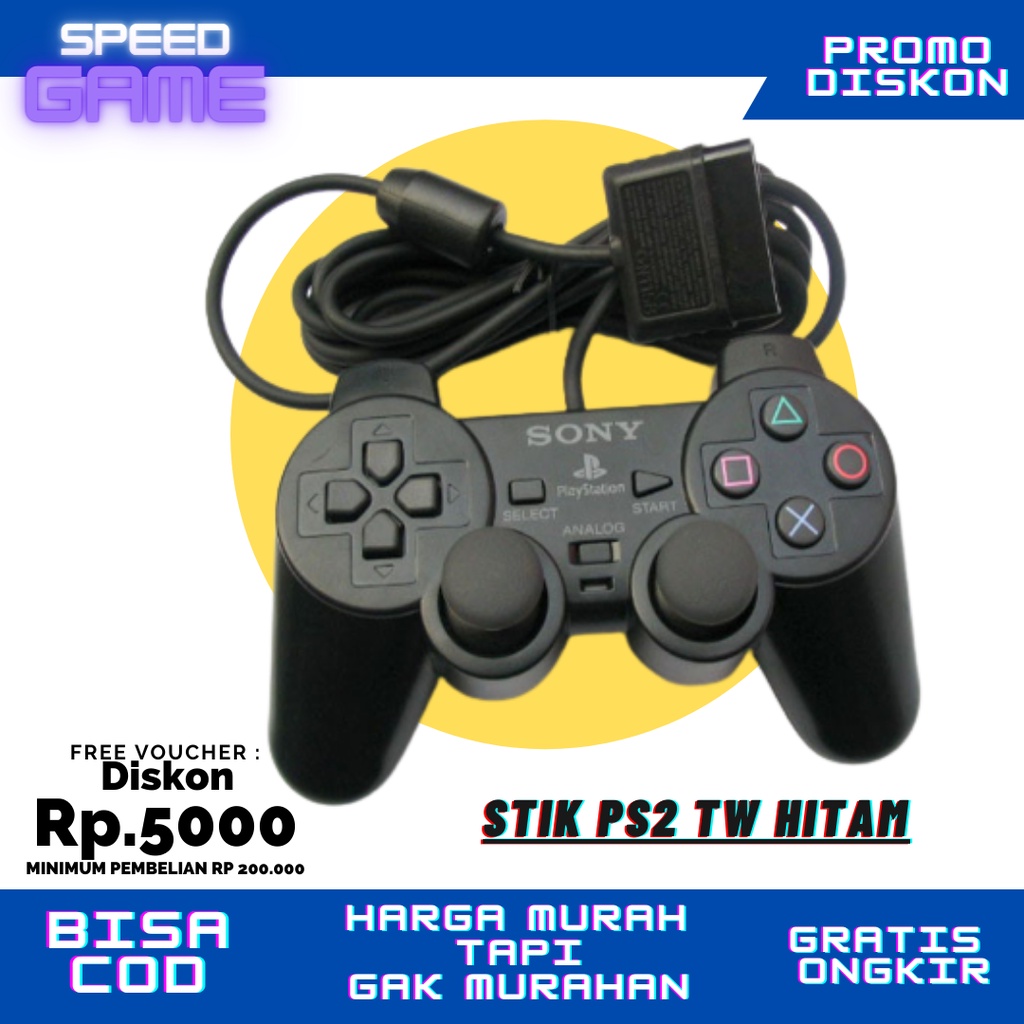 Stik Stick PS PS 2 TW Hitam MEREK ELITE stik ps2/stik ps// joystick stik PlayStation/stik getar merek ELITE