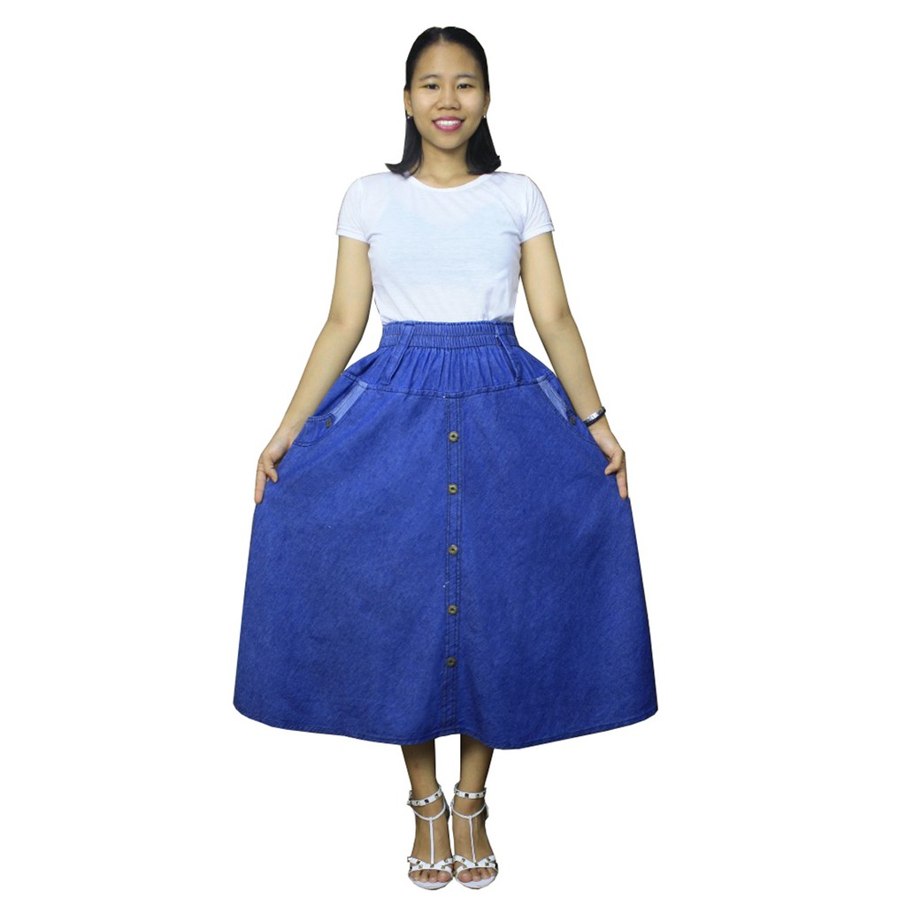 SB Collection Rok Payung Ulan Midi Jeans Jumbo Wanita