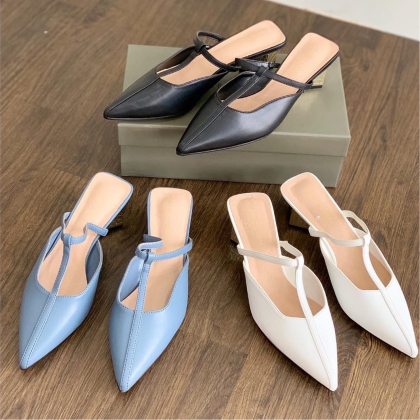 Sepatu CK 384 / Sandal / Sendal Wanita Import Slip On White / Black / Blue Pesta Kondangan Kekinian Korea Style Kualitas Premium Murah CK384 by Dailyshoes_id