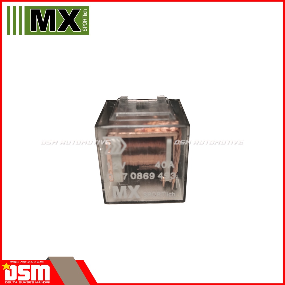 Relay MX Transparan 4 Kaki  4 Pin 12V 40 A Genuine Part form MX auto part