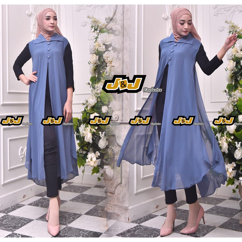 Outer oval kancing wanita tanpa lengan//cardingan ceruty babydoll//outer atasan wanita terbaru