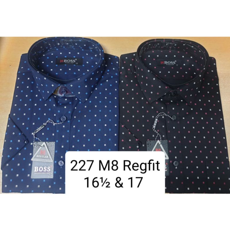 BOSS KEMEJA PRIA BIG SIZE LENGAN PENDEK MOTIF REGULAR 227M8