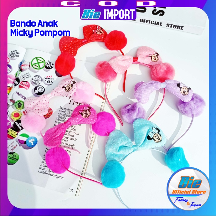 Bando Micky Mouse PomPom Preium Impor Best Seller