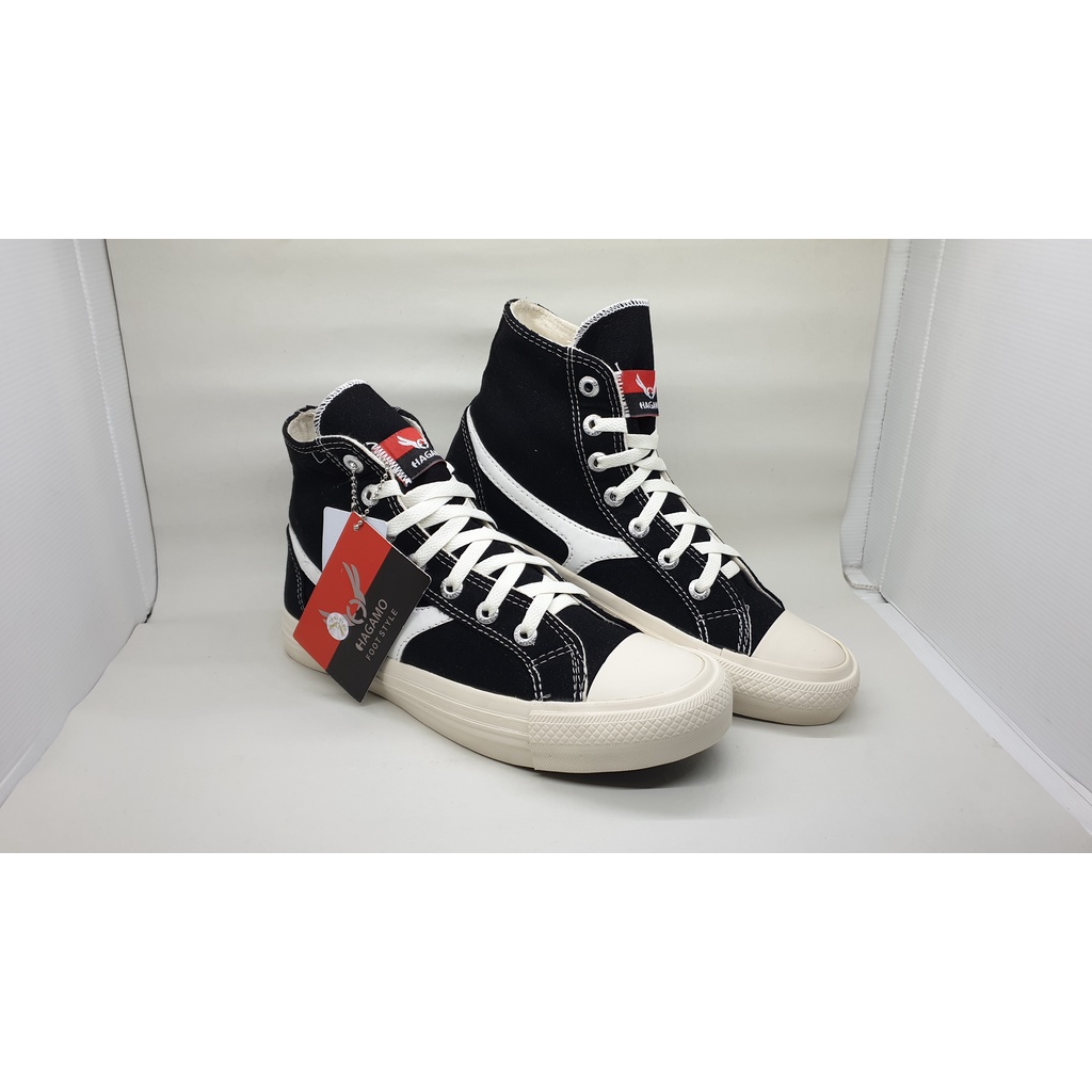 HAGAMO INDONESIA - HAGAMO VENUS HIGH WHITE &  BLACK - Sepatu Sneakers Casual Original Brand Lokal - 