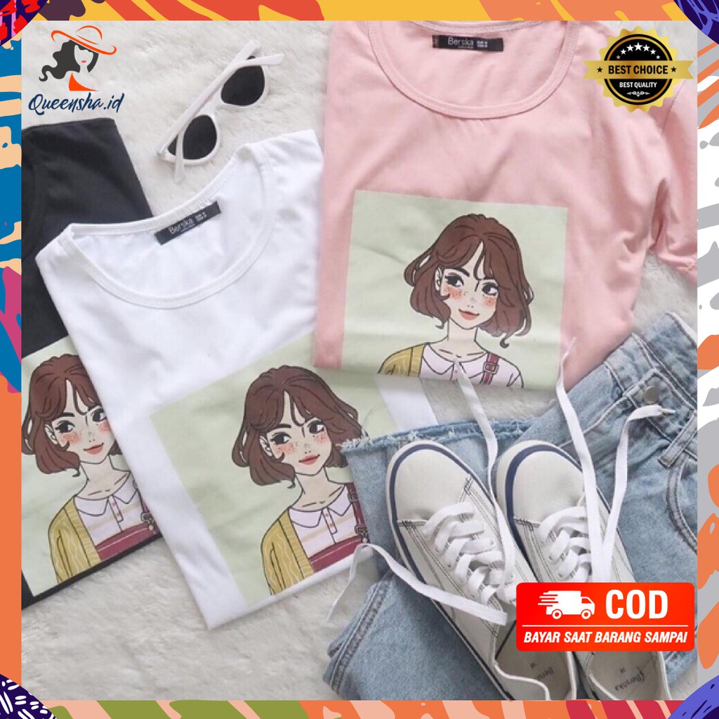  KAOS  WANITA AESTHETIC CEWEK IMPORT LENGAN PENDEK BAJU 