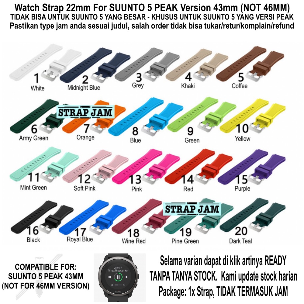 MS3 Strap Suunto 5 Peak 43mm (VERSI PEAK) - Tali Jam 22mm Rubber Garis Texture