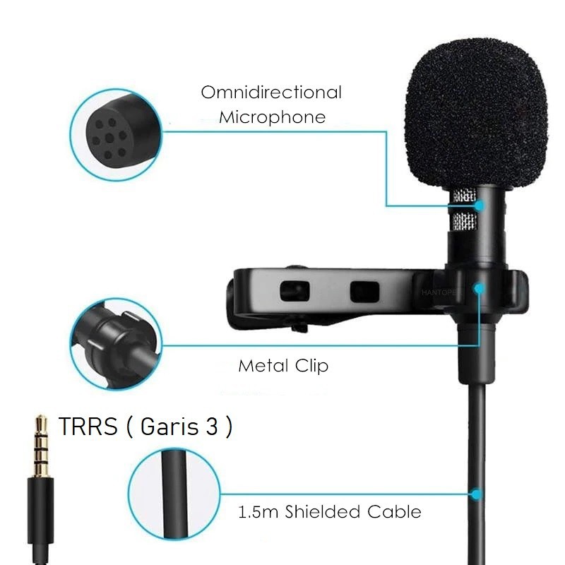 Mic Lavalier Microphone TRRS Smartphone Laptop Combo Audio jek 3.5mm