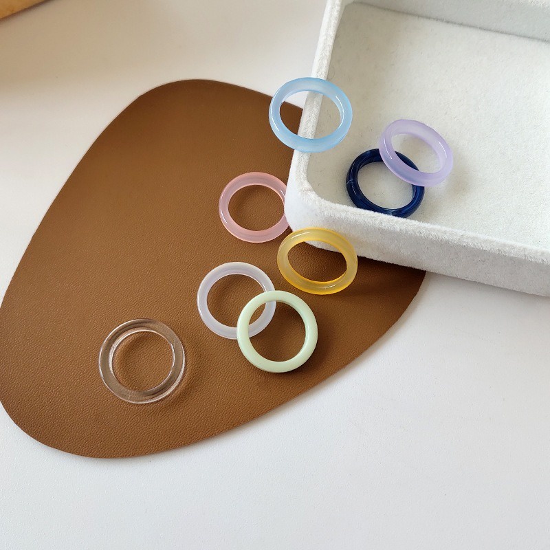 Cincin Akrilik Polos Colorfull Fashion Korea
