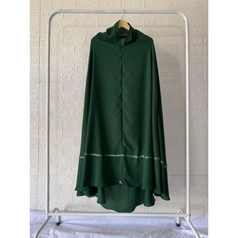 (PRELOVED) Khimar LENGAN BOLONG RESLETING List Bisban Emerald
