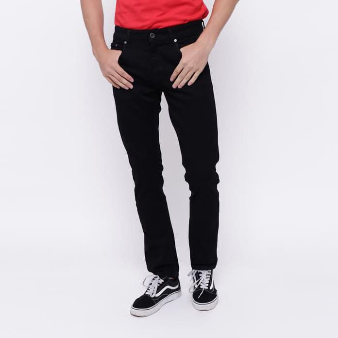 Edwin Celana Jeans 506-37-Black Slim Fit Pria Panjang Warna Hitam - Hitam, 28 High Quality