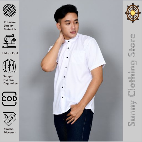 Kemeja Koko KEMKO Pria Lengan Pendek Casual Slimfit Katun Premium Quality