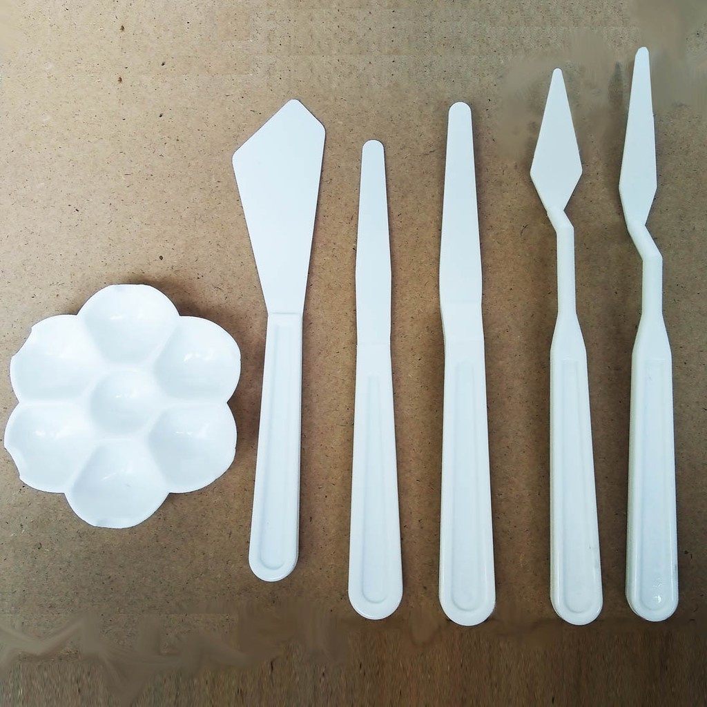 

set plastik scraper cat spatula pisau pencampur warna paint acrylic oil painting palet