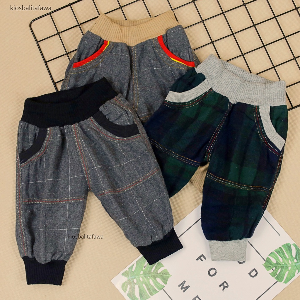 Jogger Bobo uk Bayi 3-12 Bulan / Celana Anak Laki Perempuan Polos Joger Pants 3per4 Pants Baby