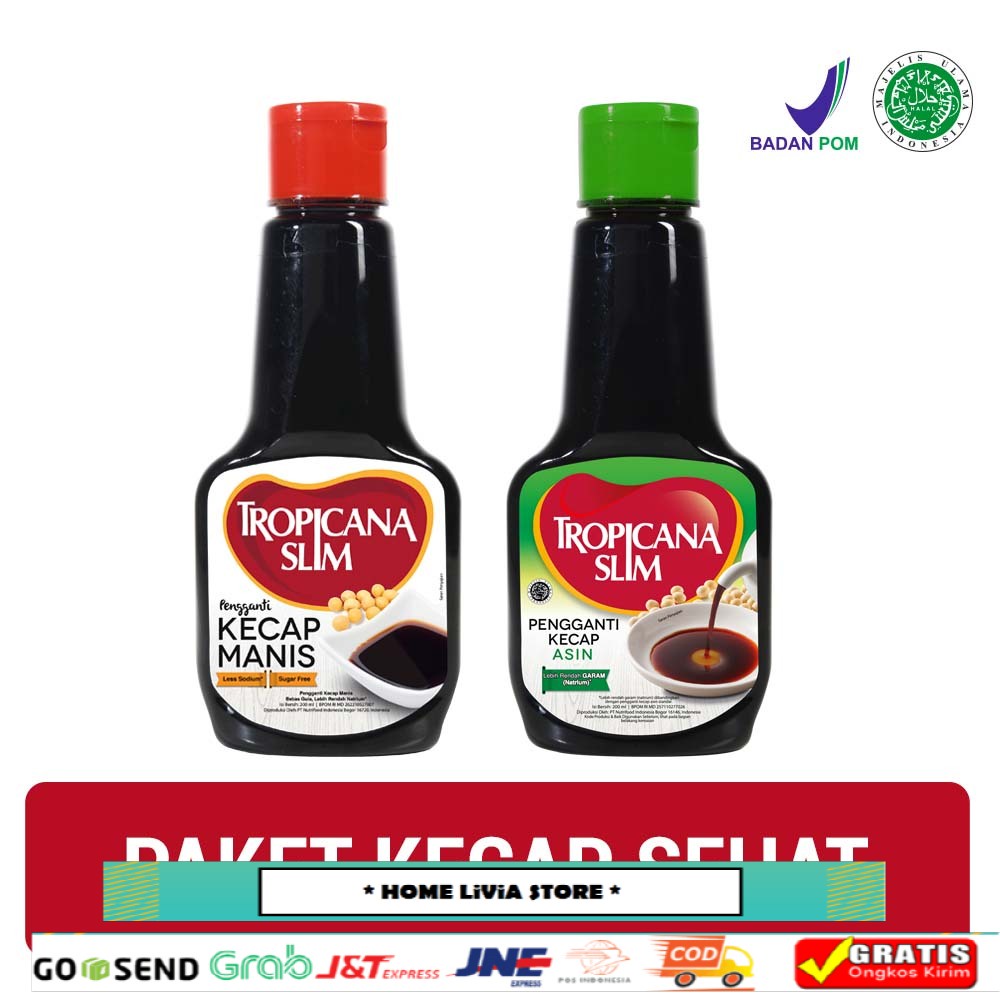 

Topicana Slim Kecap Manis & Tropicana Slim Kecap Asin Paket Kecap Sehat 200 ml